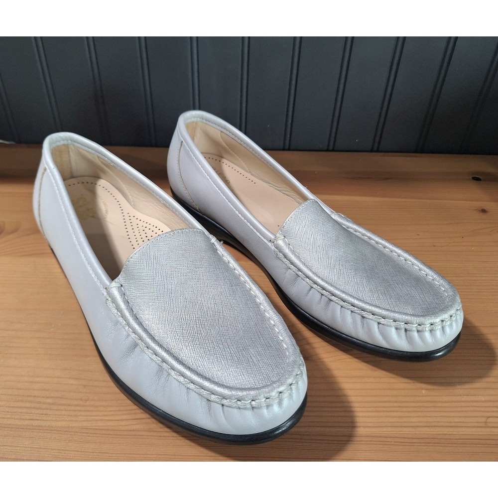 SAS San Antonio‎ Shoemakers Pearl Silver Leather Loafers Women 9W